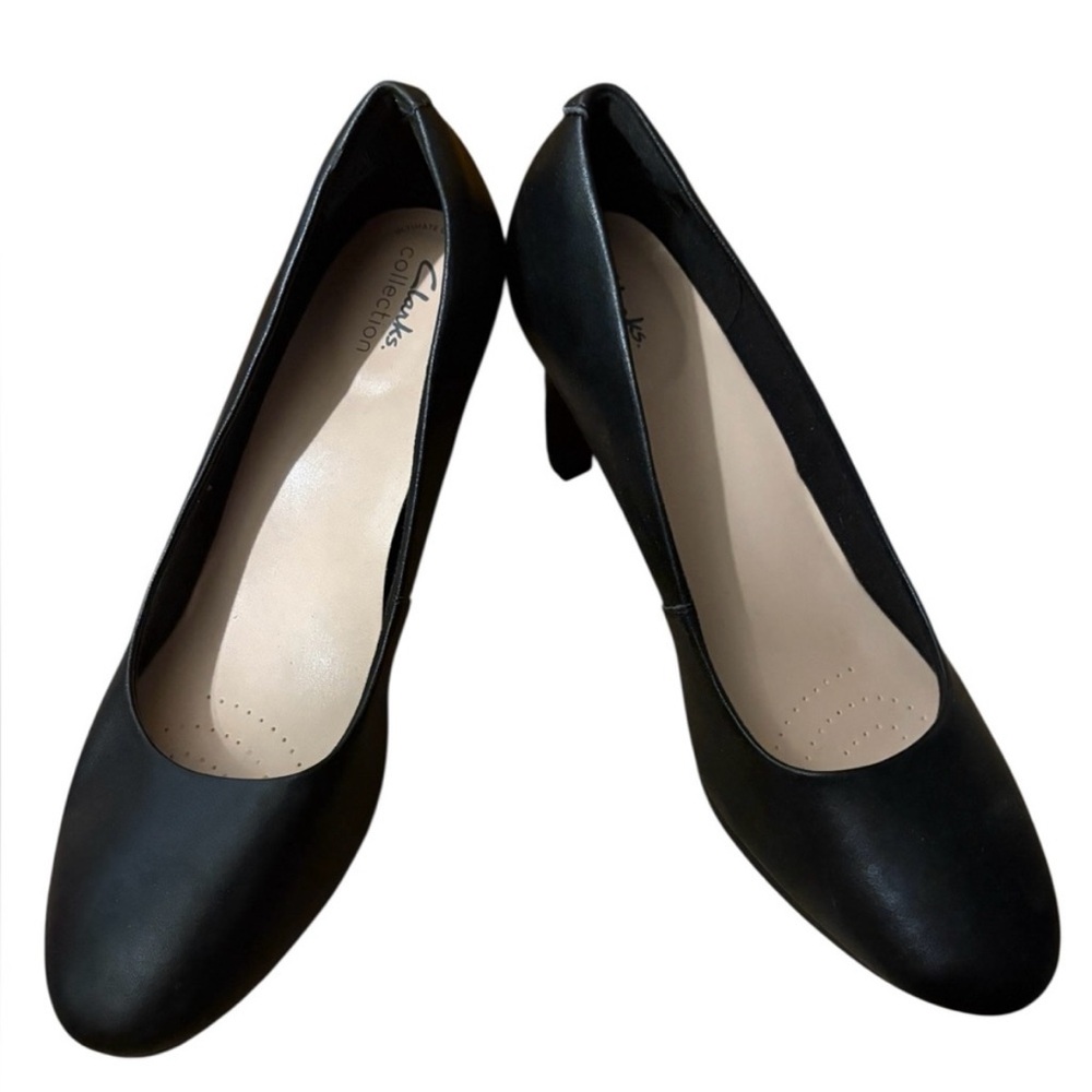 Clarks Black Leather Heels for Women
